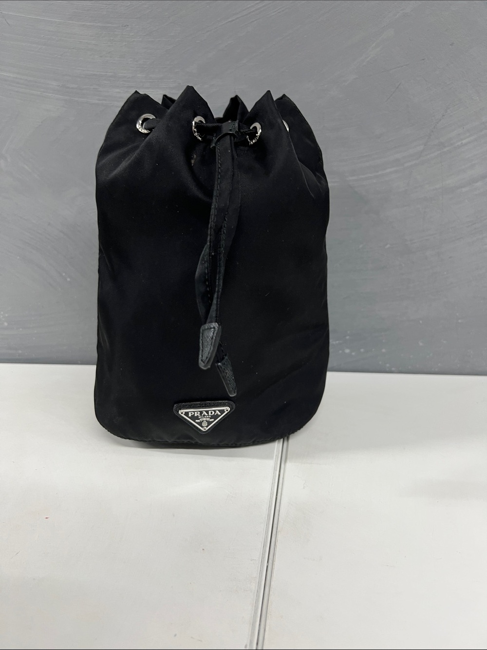 Prada Black Nylon Drawstring Pouch